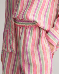 Flerstribede Pull-On-shorts af hør