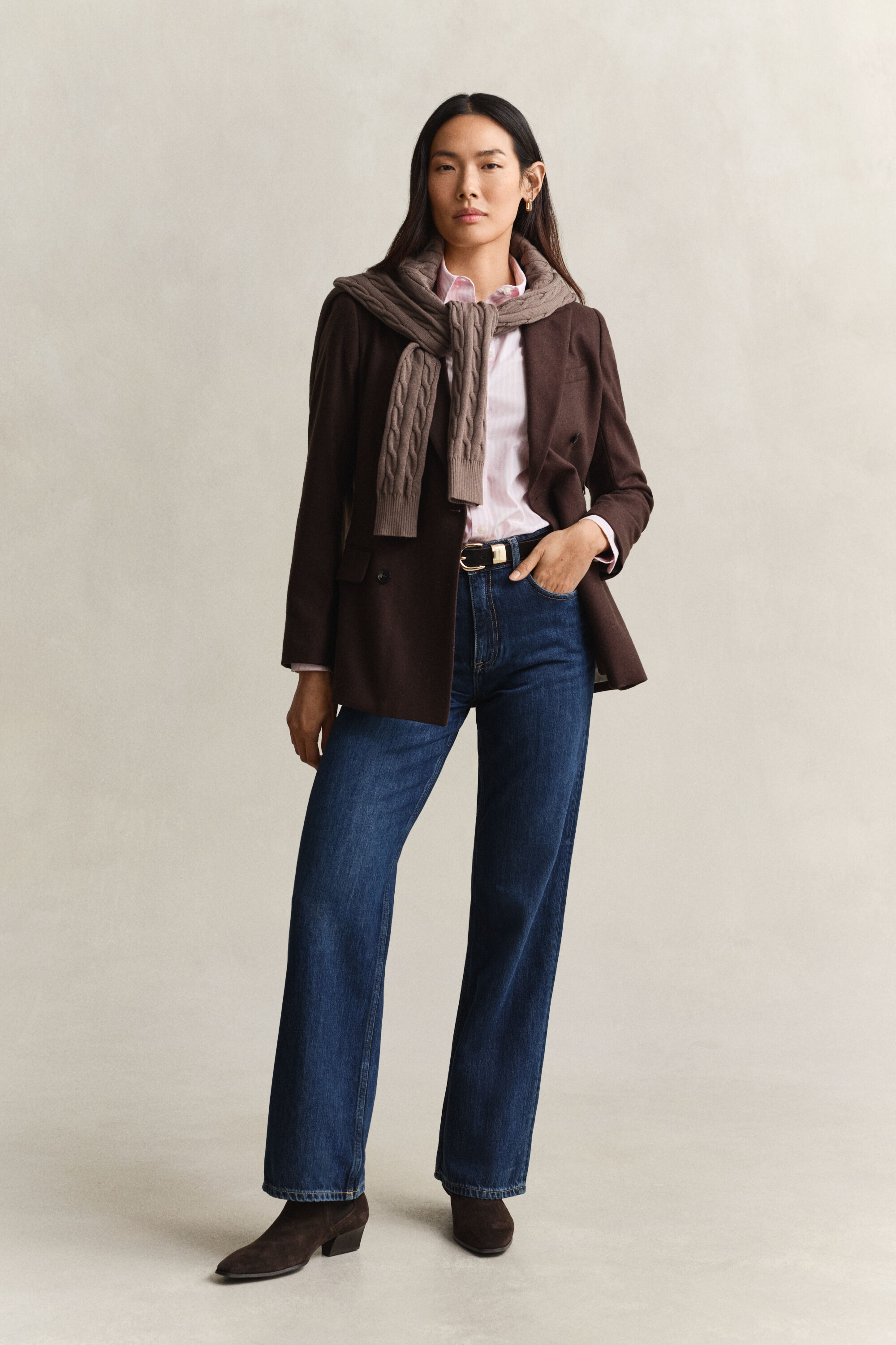 Regular fit stribet klassisk poplin-skjorte