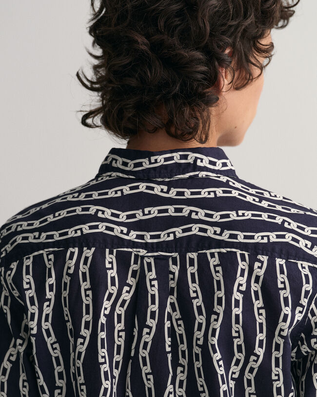 Regular fit skjorte af bomuldsvoile med Chain-tryk