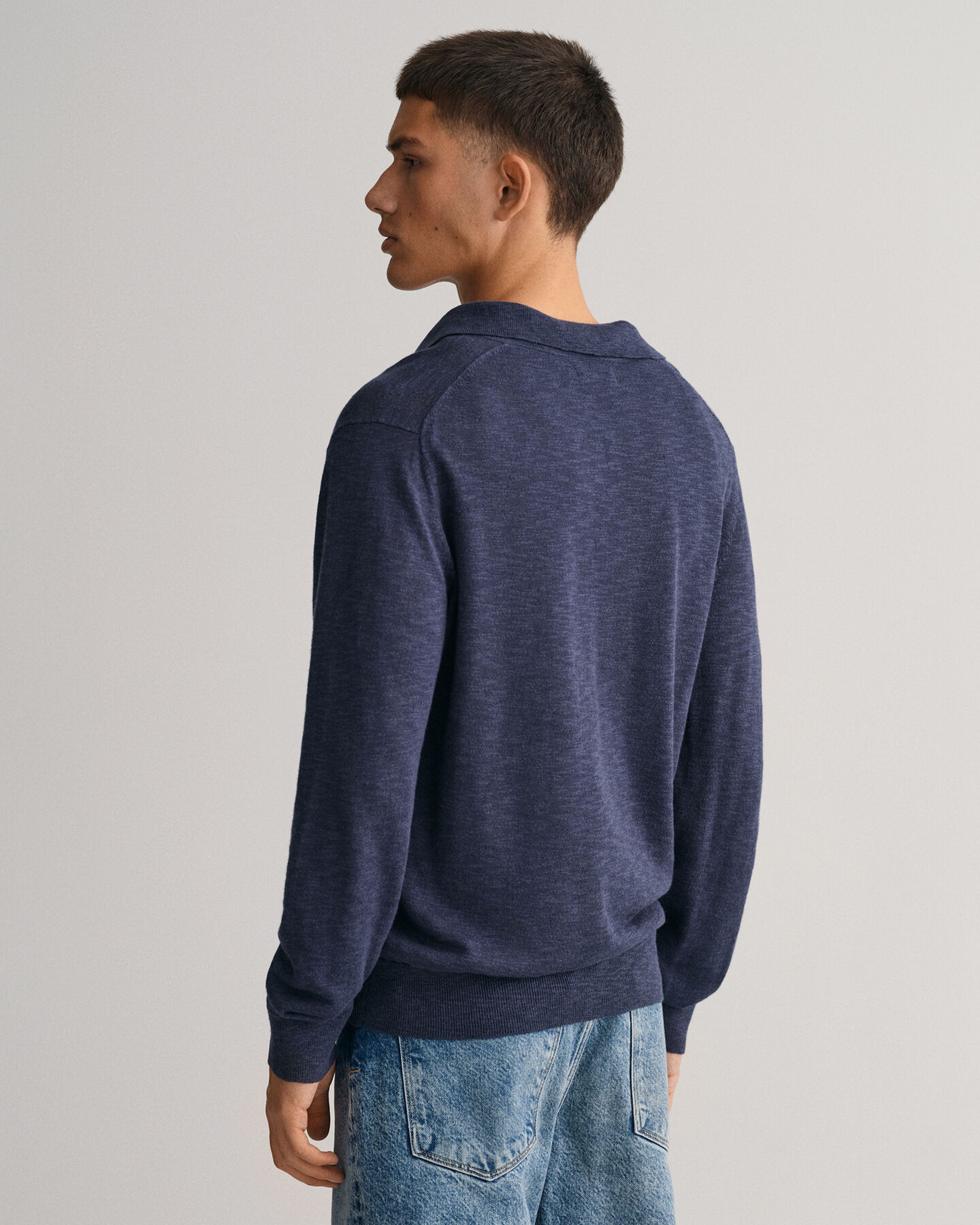 Polosweater af bomuld og hør