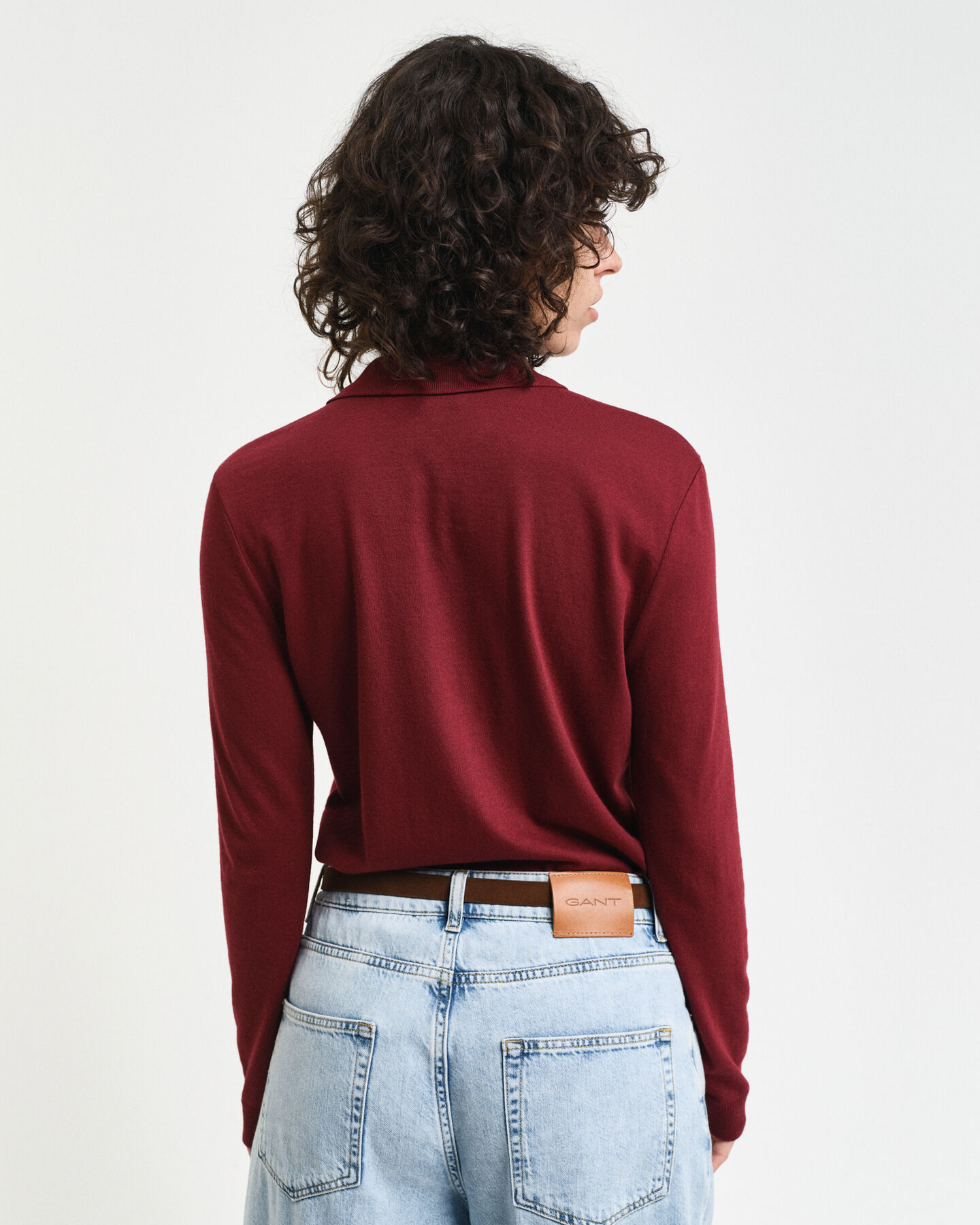 Sømløs langærmet poloskjorte