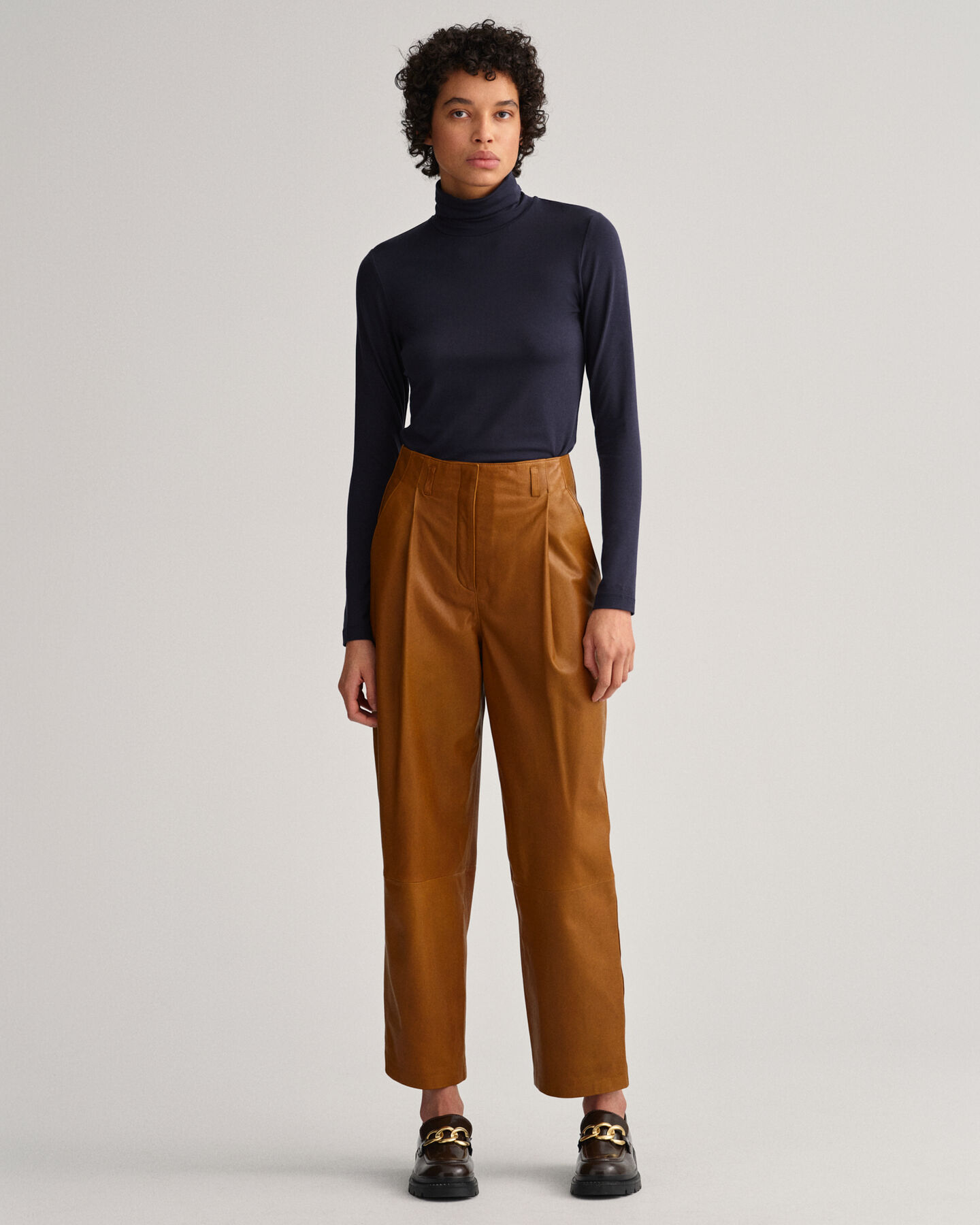 Jersey lang&aelig;rmet sweater med rullekrave