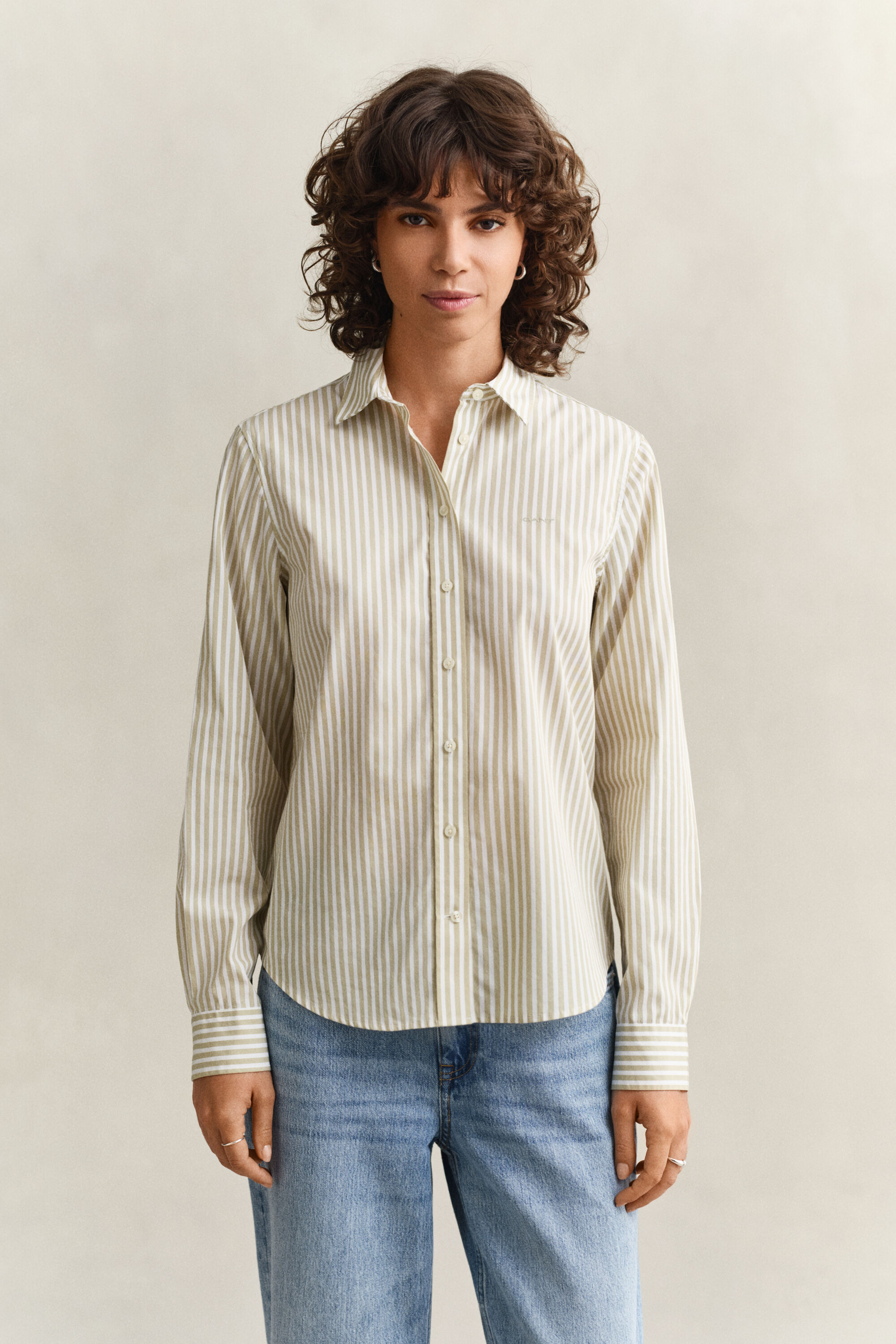 Regular fit stribet klassisk poplin-skjorte