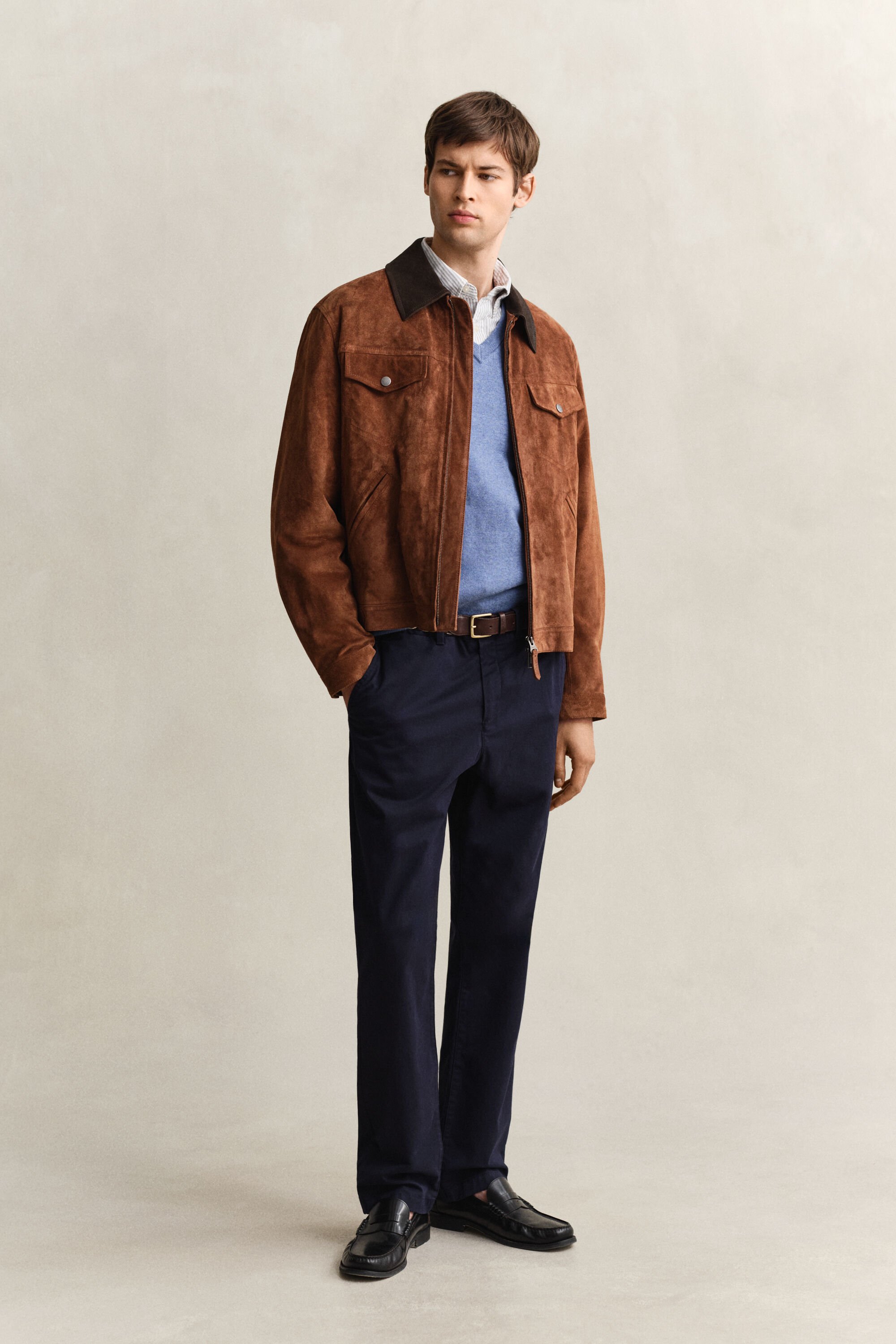 Klassiske sweater i bomuld med V-hals