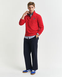 Kontrastfarvet sweatshirt med halv lynlås