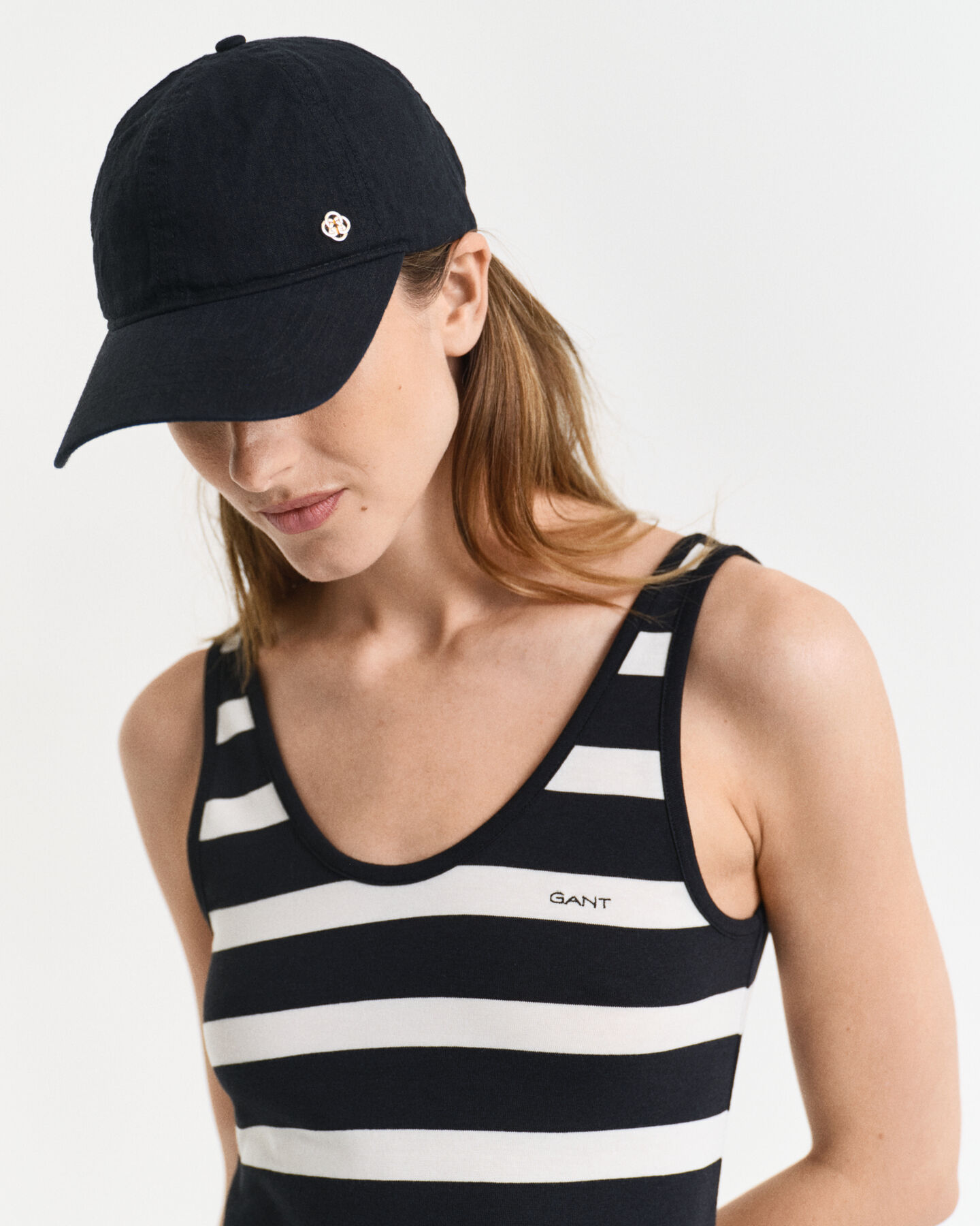 Stribet tanktop midi jerseykjole