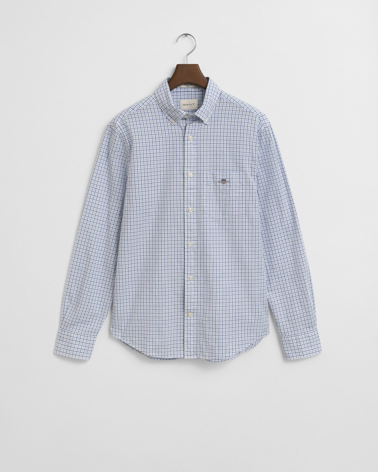 Regular fit klassisk poplin-skjorte med mikrotern