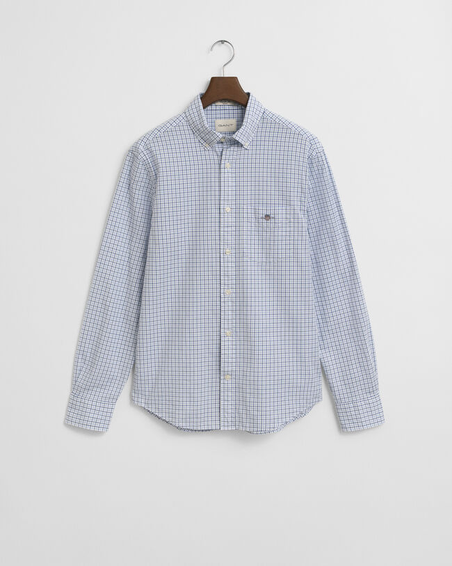 Regular fit klassisk poplin-skjorte med mikrotern