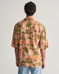 Relaxed Fit Hawaiian Print skjorte med korte ærmer