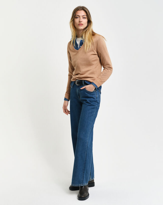 Fint strikket sweater med V-hals