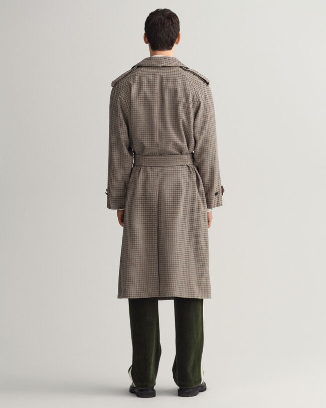 Houndstooth trenchcoat af uld