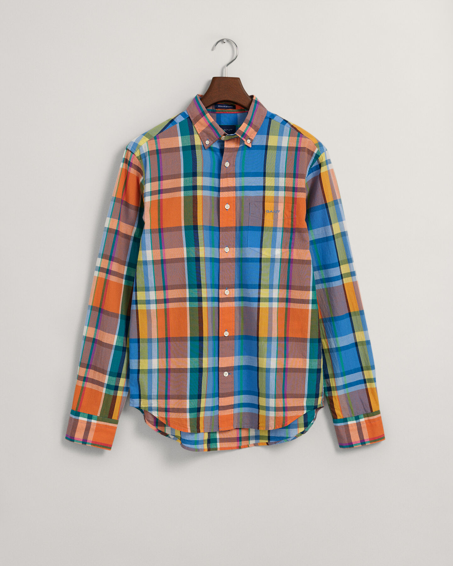 Regular fit farverig madras-skjorte