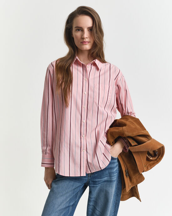 Relaxed fit klassisk stribet poplin-skjorte