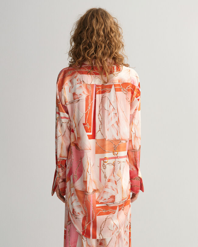 Relaxed fit silkeskjorte med Sailing-tryk