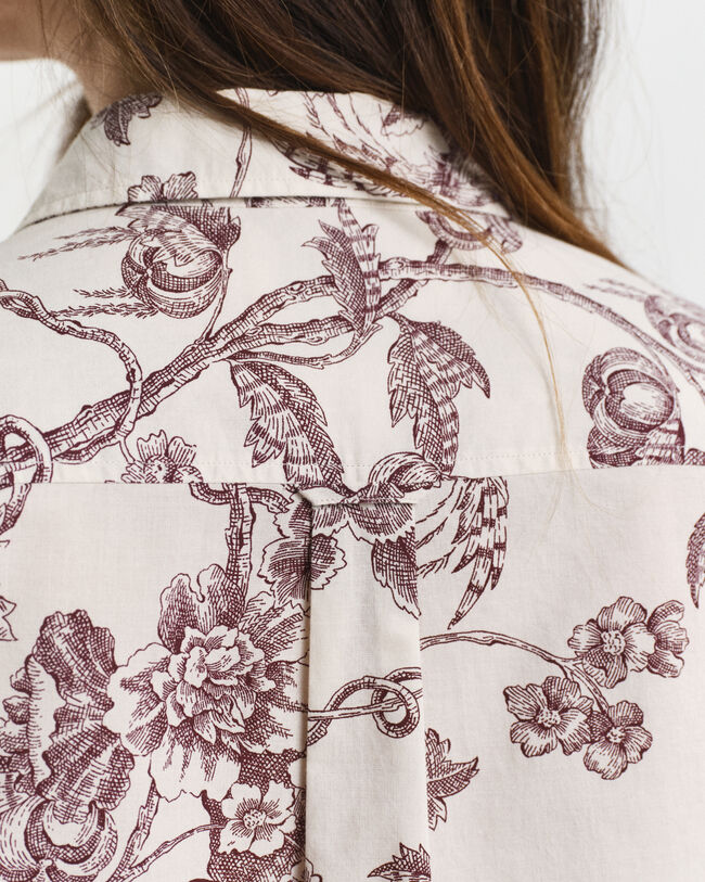 Regular fit skjorte af bomuldsvoile med træ-tryk