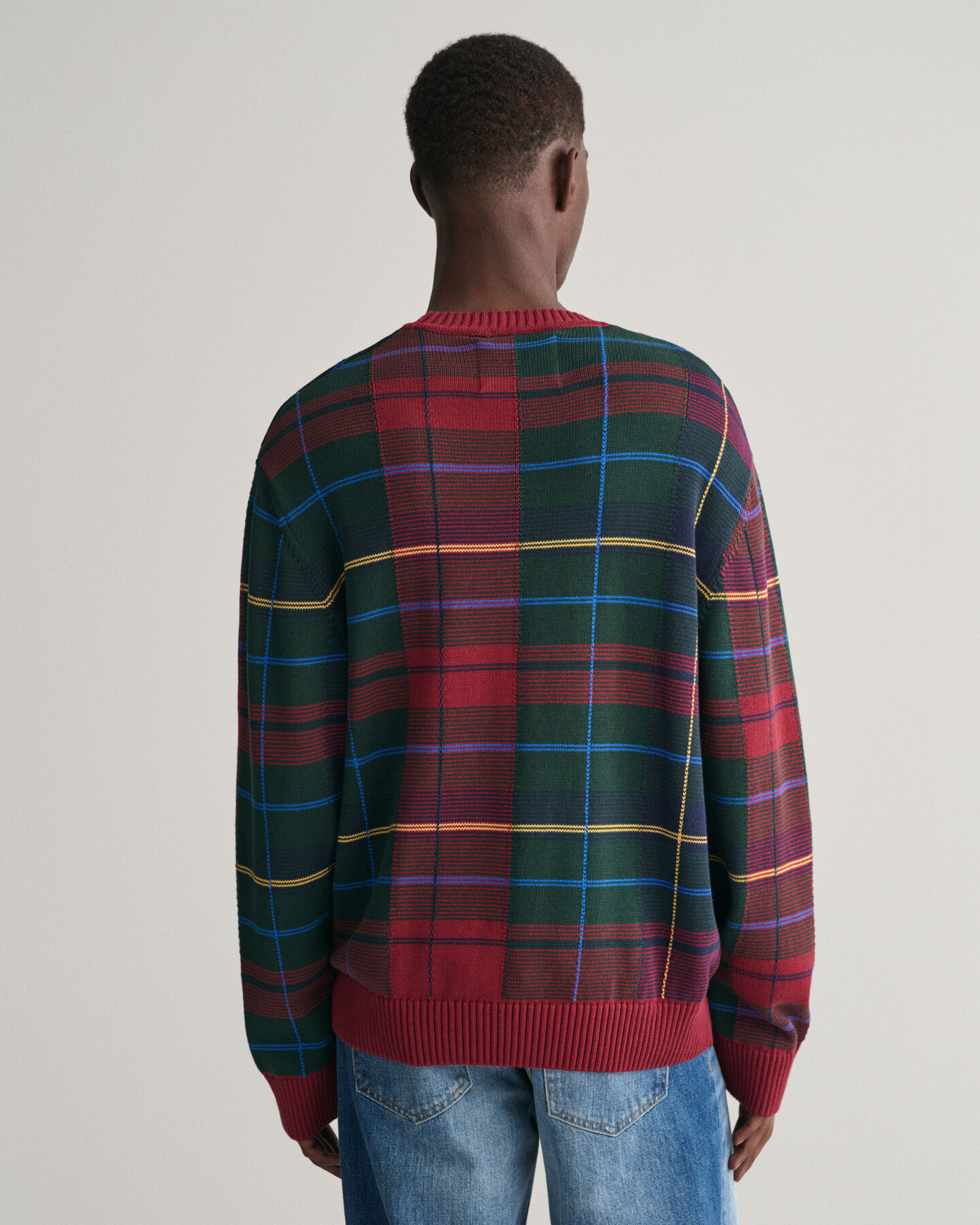 Skotskternet jacquard crewneck sweater