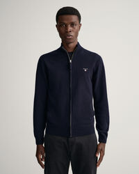 Cardigan af ekstra fin lammeuld med lynlås