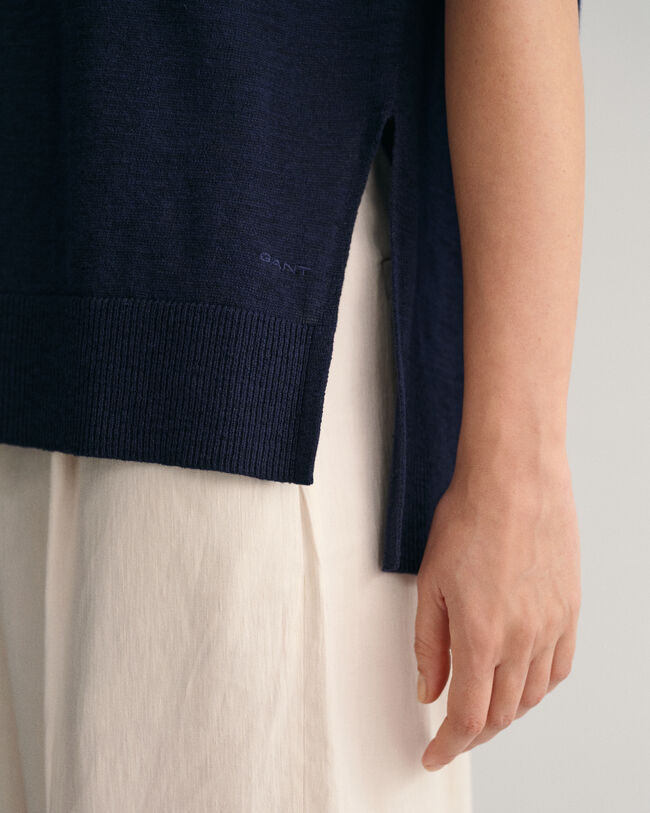 Vest i hørblanding med V-hals