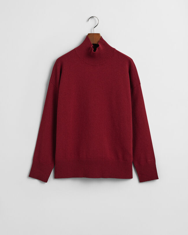 Sweater med st&aring;ende krave i ekstra fin lammeuld