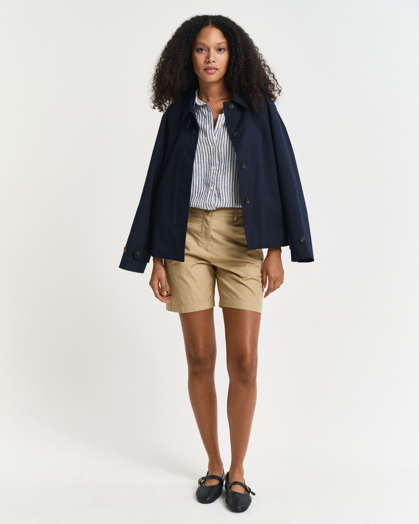 Regular fit stribet skjorte af hør