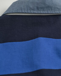 Stribet Heavy Rugger med krave i chambray