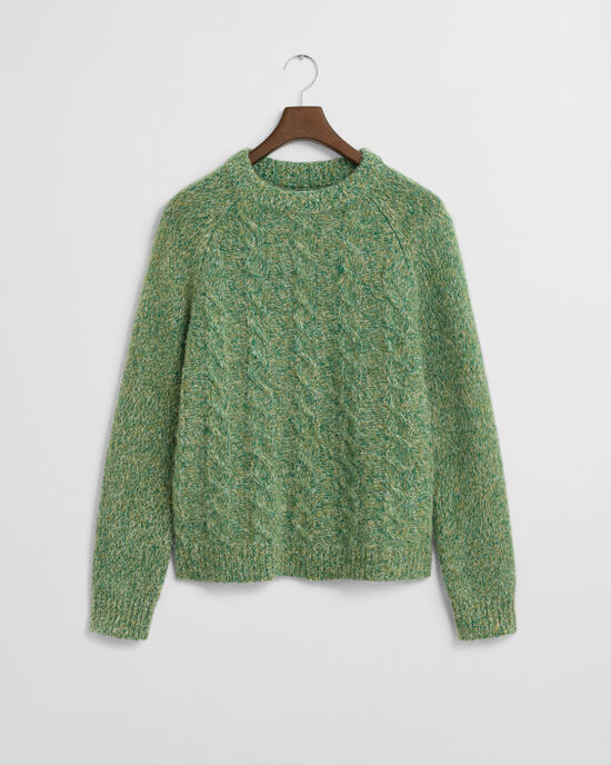 Crewneck sweater med kabelstrik