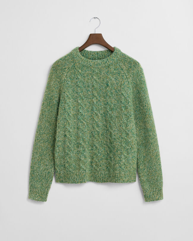 Crewneck sweater med kabelstrik