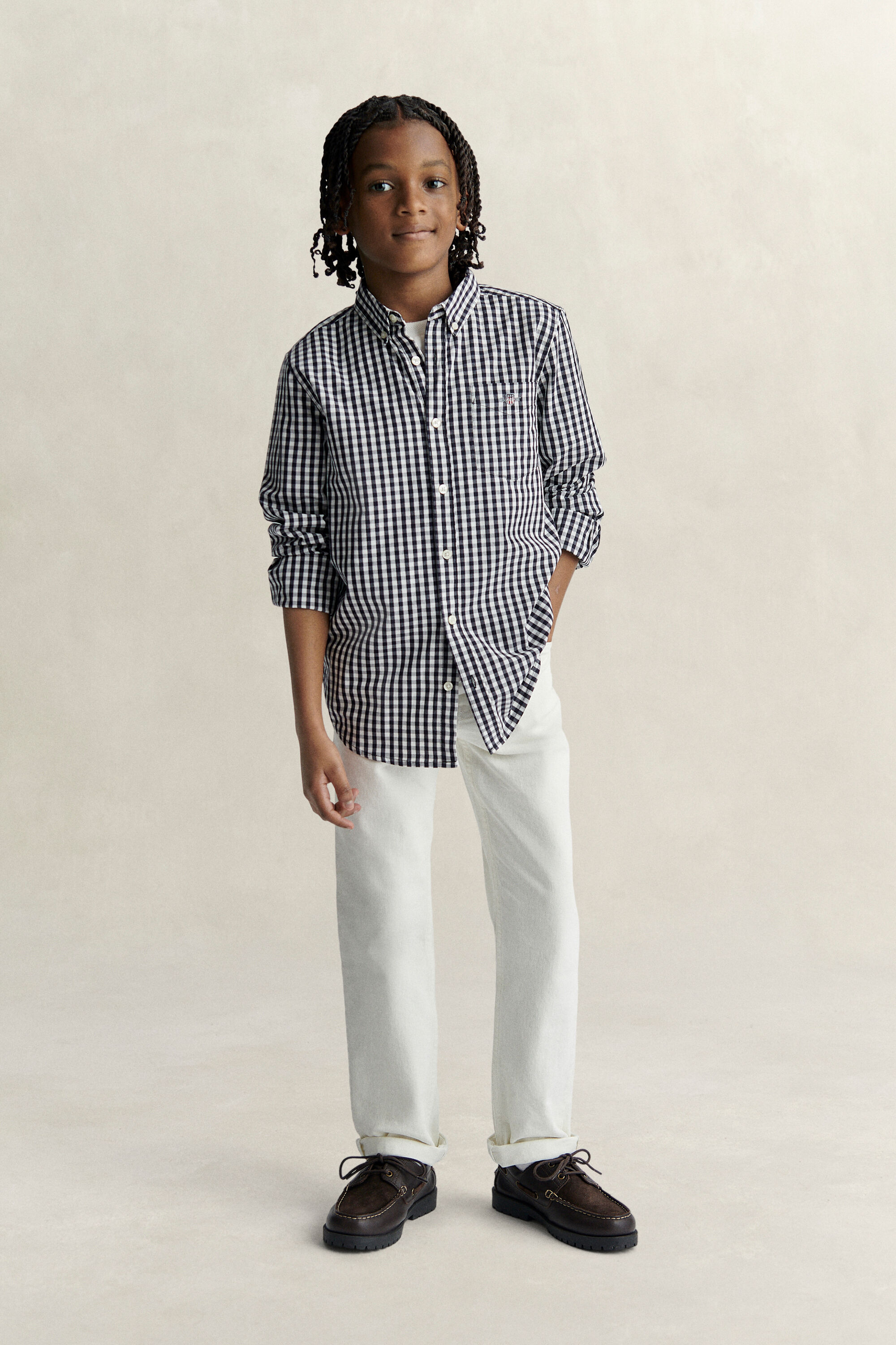 Teen Boys skjorte i gingham poplin