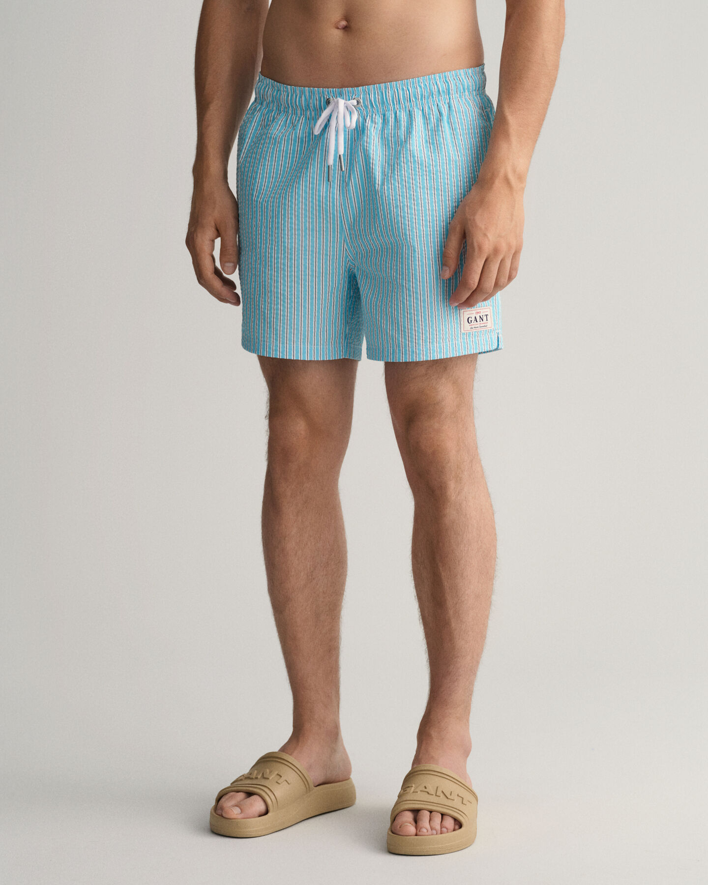 Classic fit seersucker badeshorts