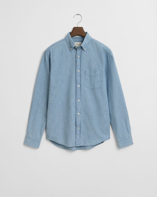 Regular fit indigo chambray skjorte