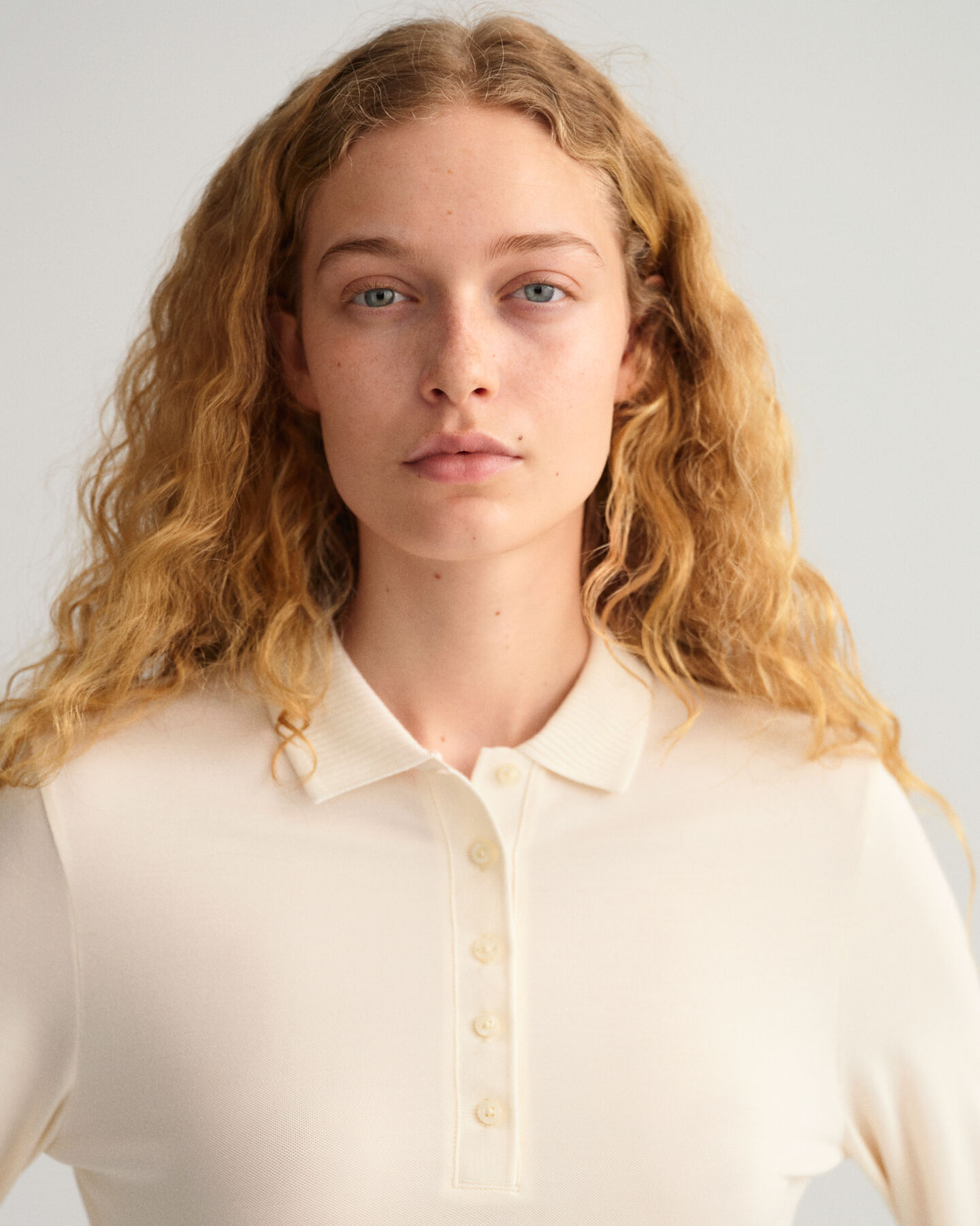 Detail Collar lang&aelig;rmet piqu&eacute; poloskjorte