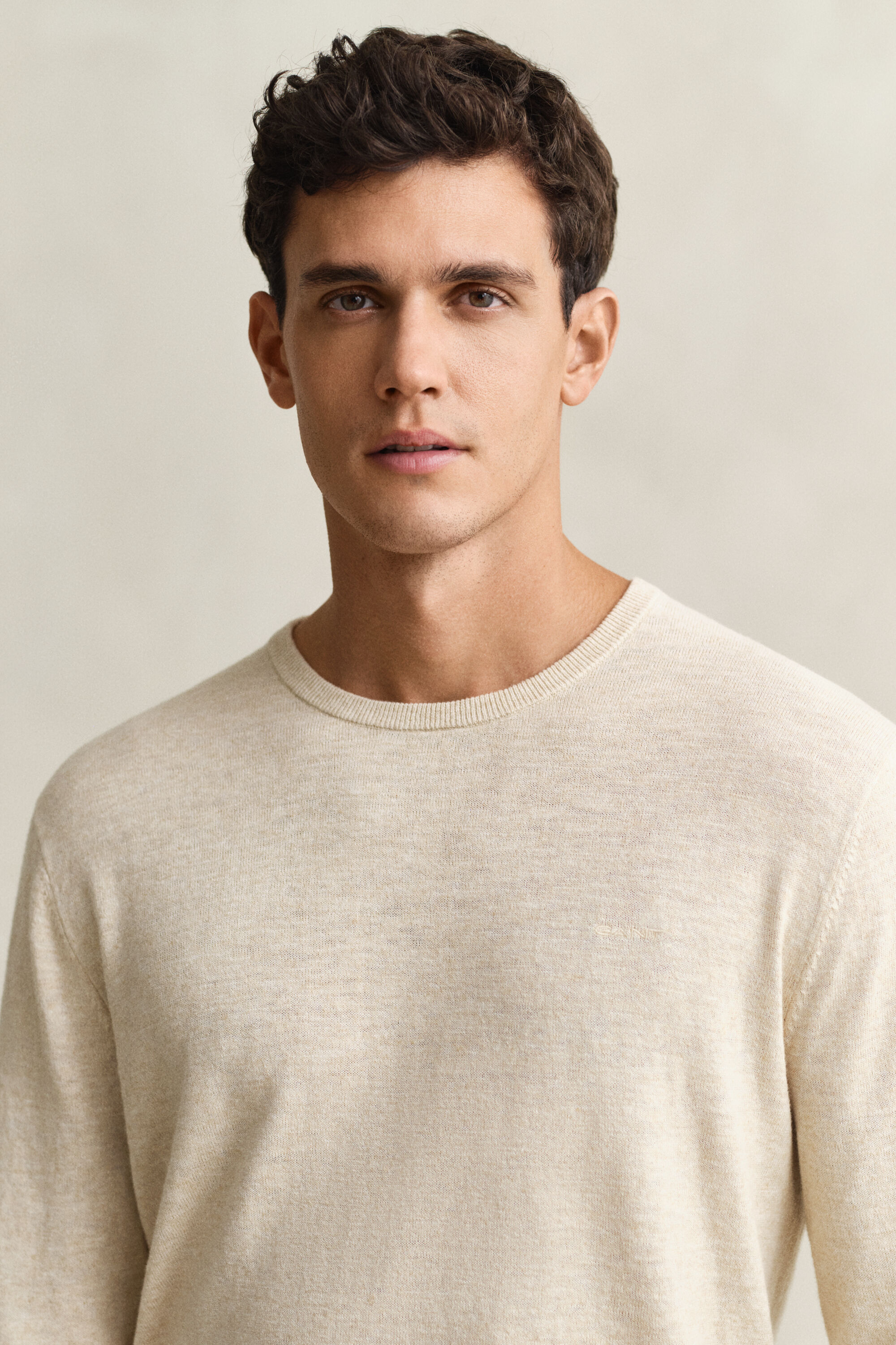 Sweater i nopret bomuldsblanding