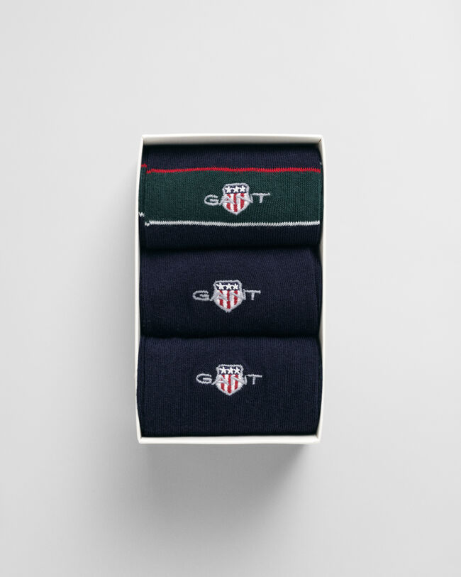 3-Pack Shield slips-stribede sokker i gave&aelig;ske