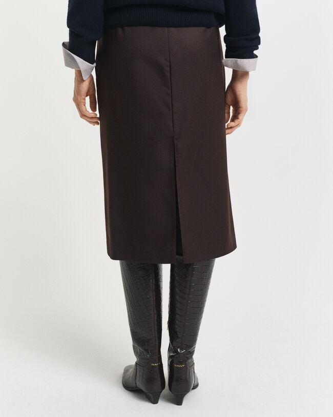 Midi pencil-nederdel i uldblanding