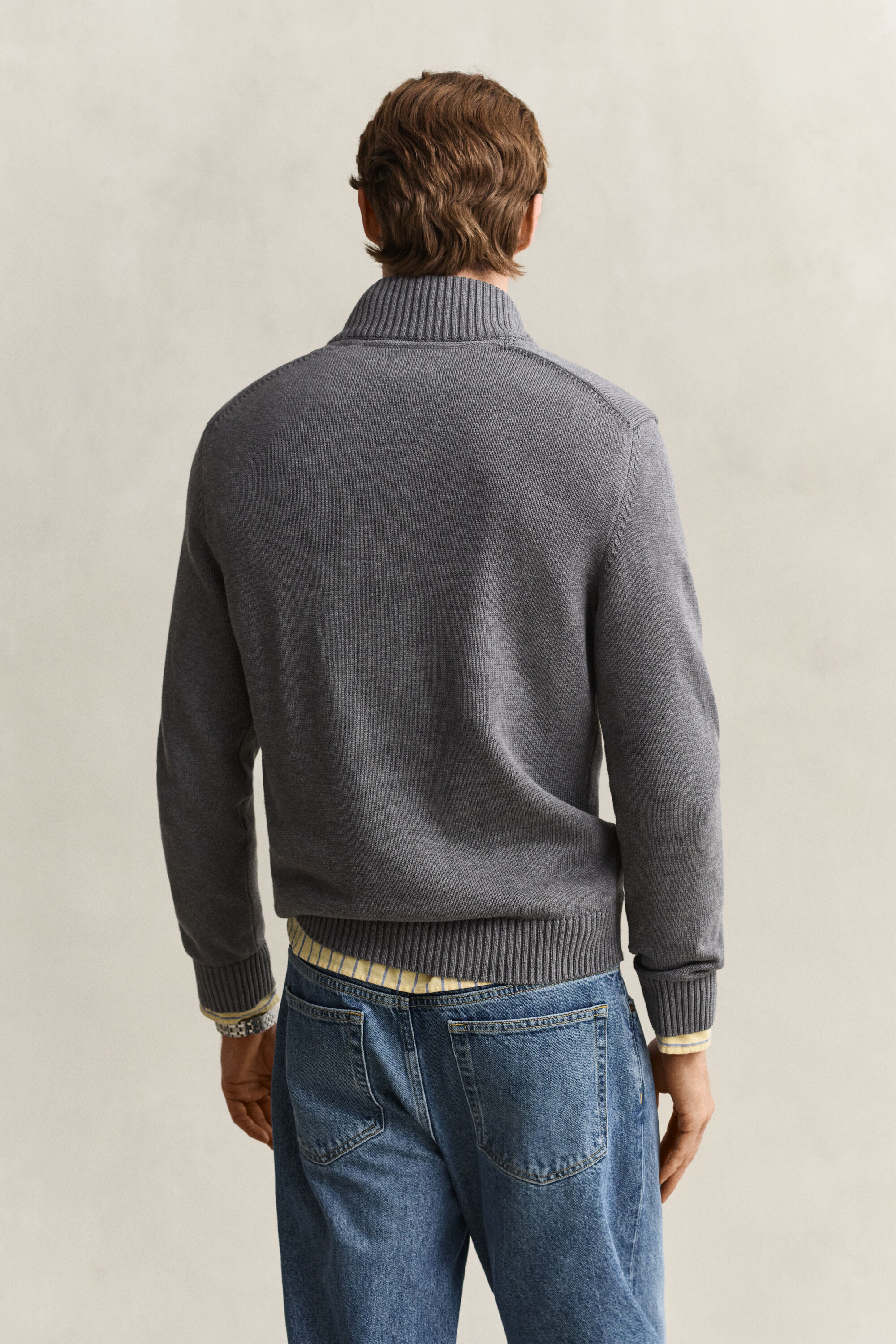 Afslappet sweater i bomuld med halv lynlås