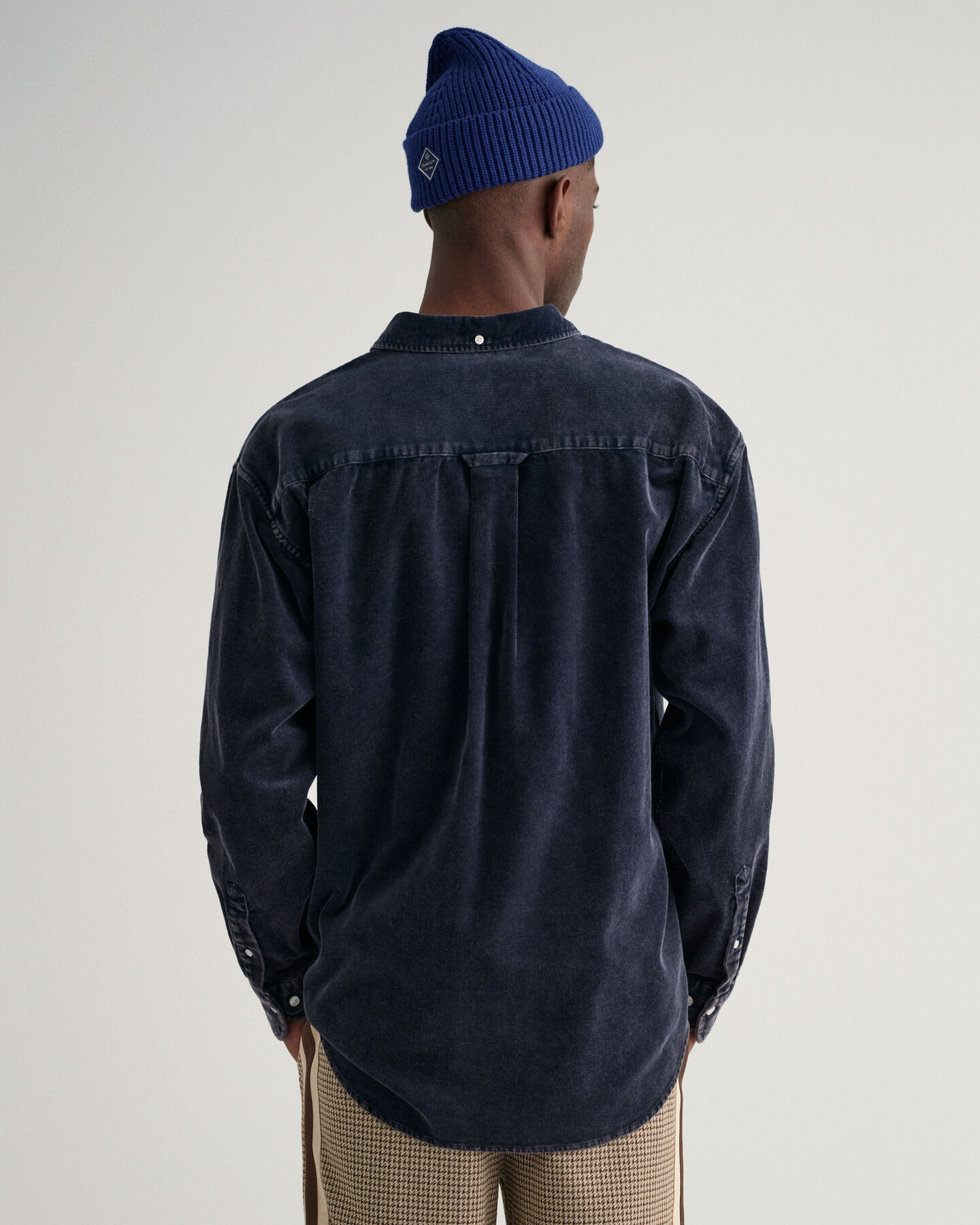 Relaxed fit tung vasket skjorte af jernbanefl&oslash;jl