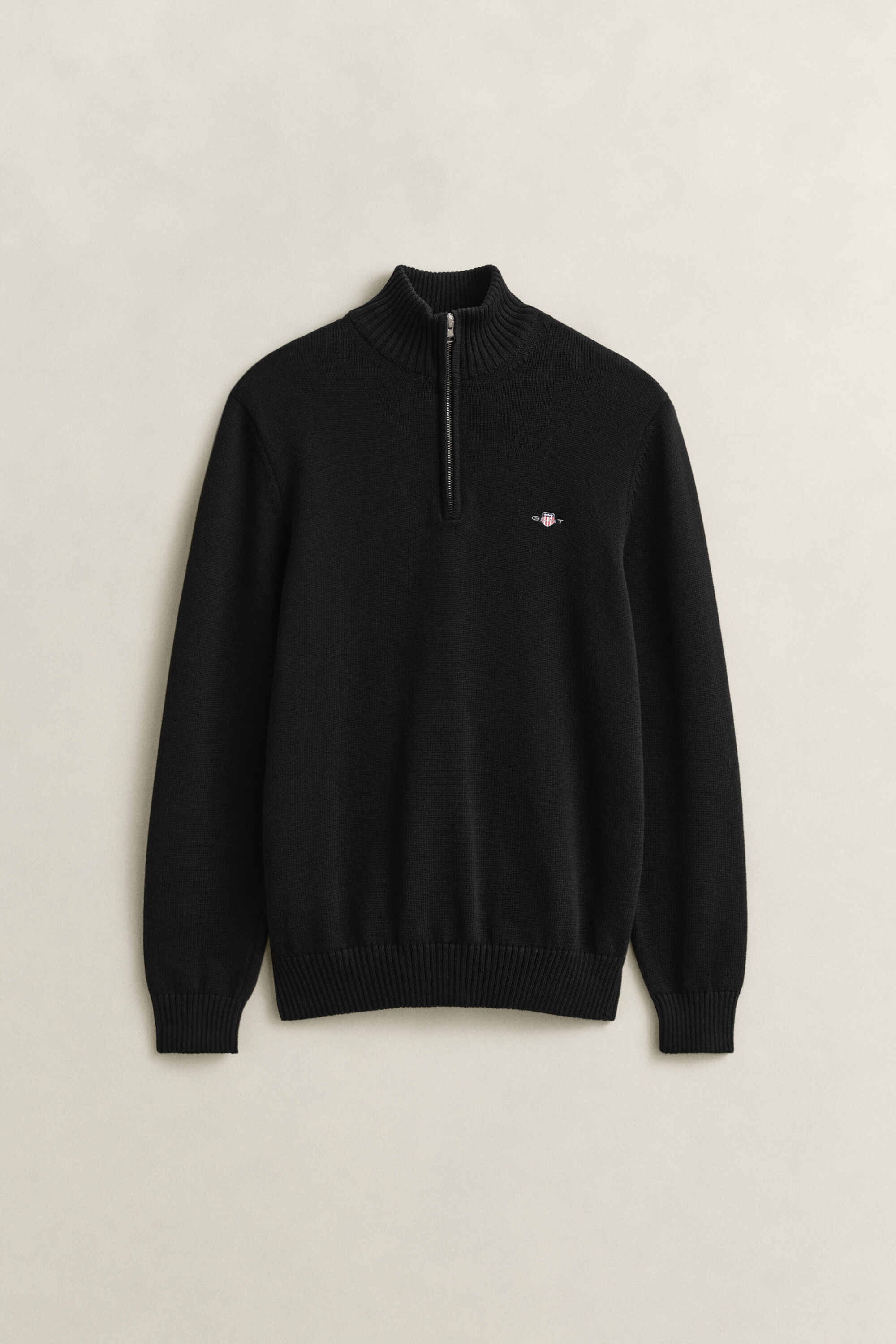 Afslappet sweater i bomuld med halv lynlås