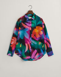 Relaxed fit bomuldssilkeskjorte med blomstertryk