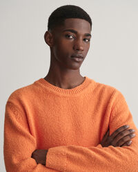Crewneck sweater med boucl&eacute;-strik