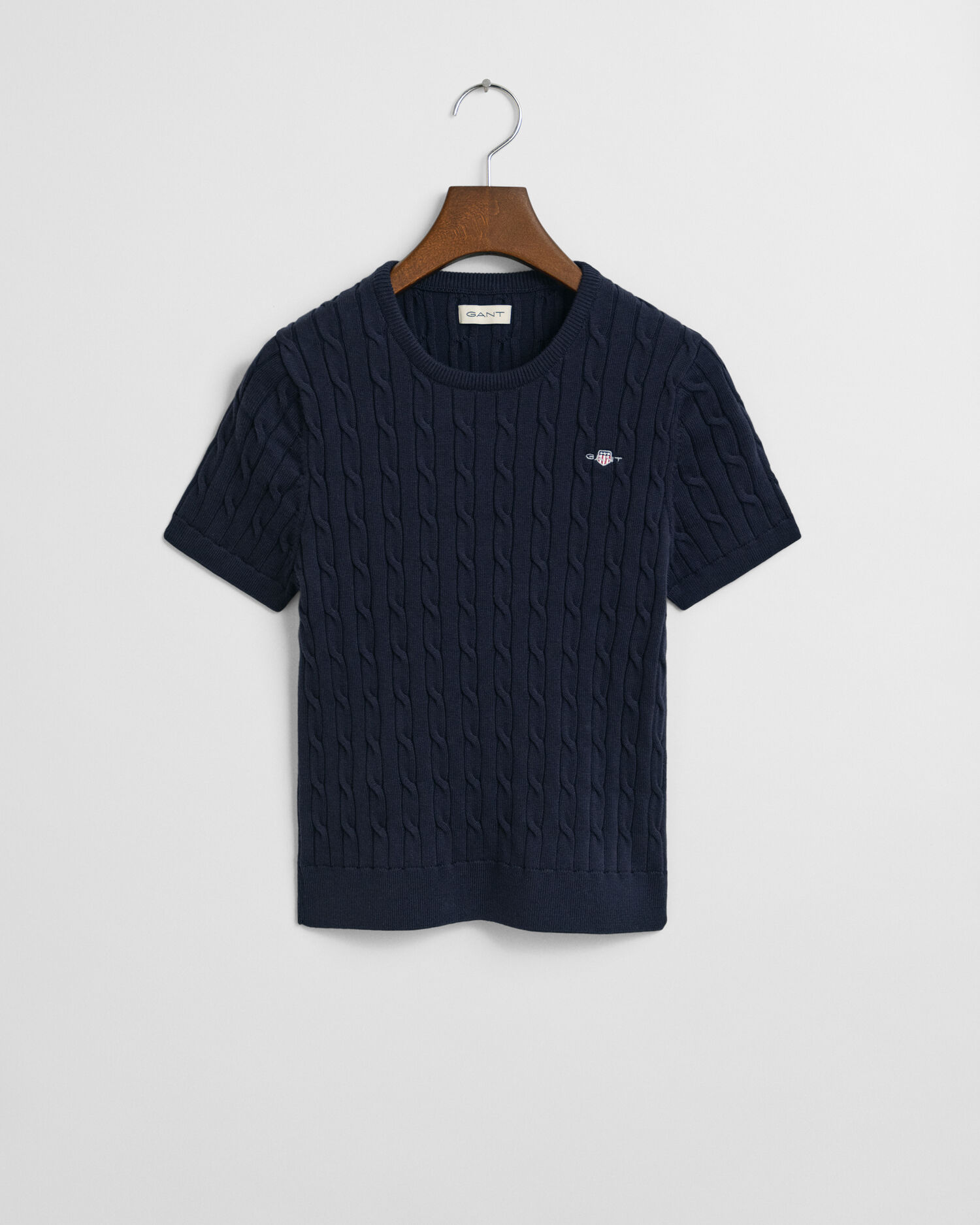 Teen Girls kortærmet sweater af strækbomuld med kabelstrik