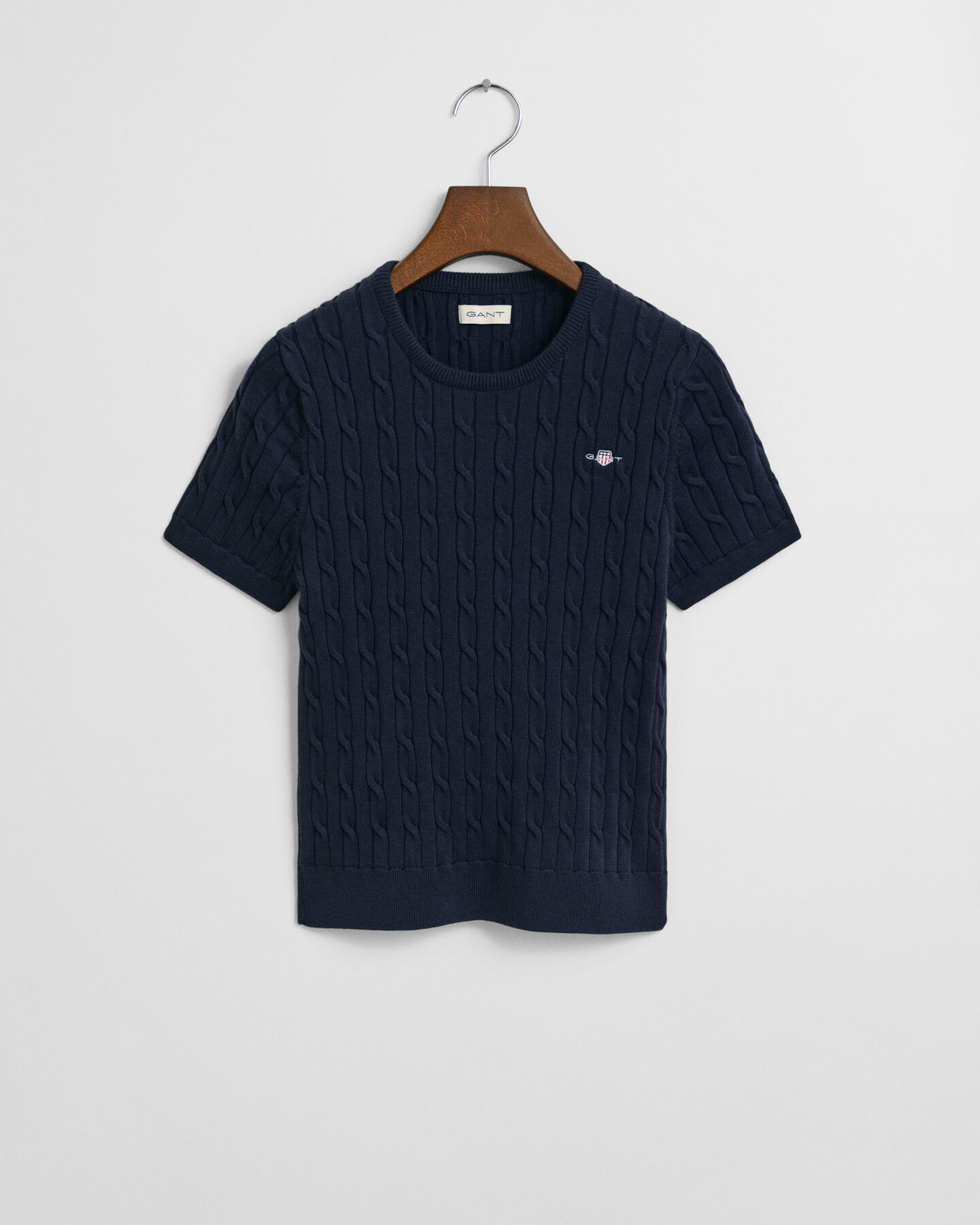 Teen Girls kortærmet sweater af strækbomuld med kabelstrik