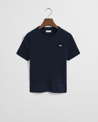 Teen Girls kortærmet sweater af strækbomuld med kabelstrik