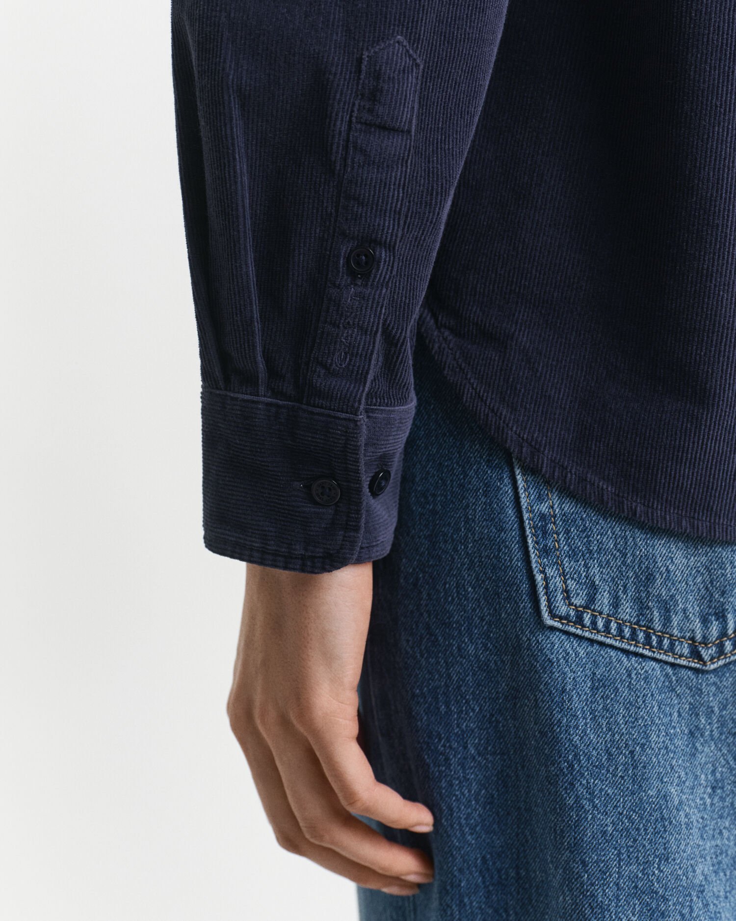 Regular fit skjorte af jernbanefløjl