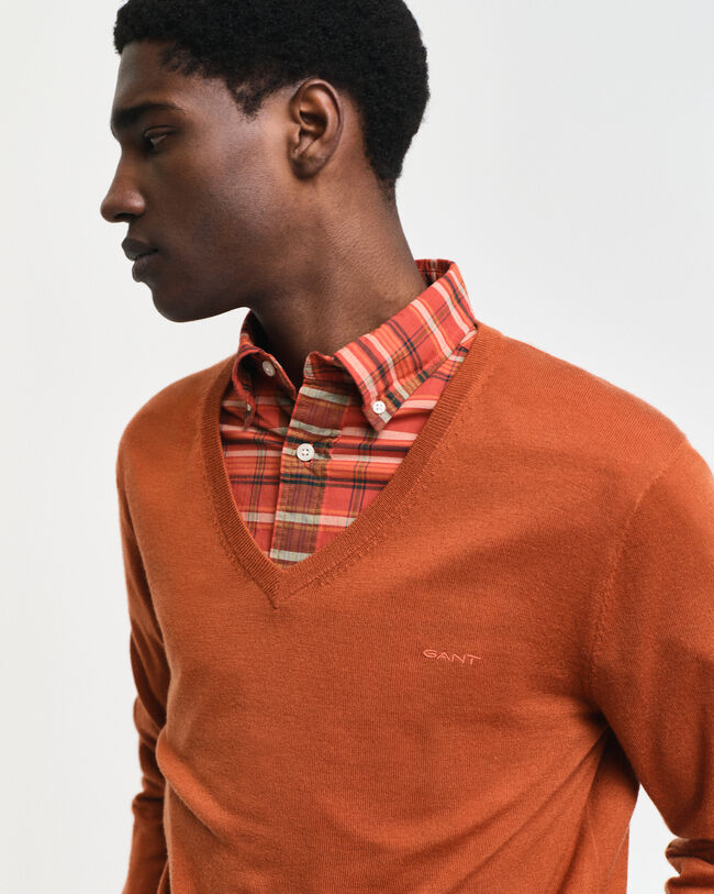 Sweater med V-hals sweater af ekstra fin merinould