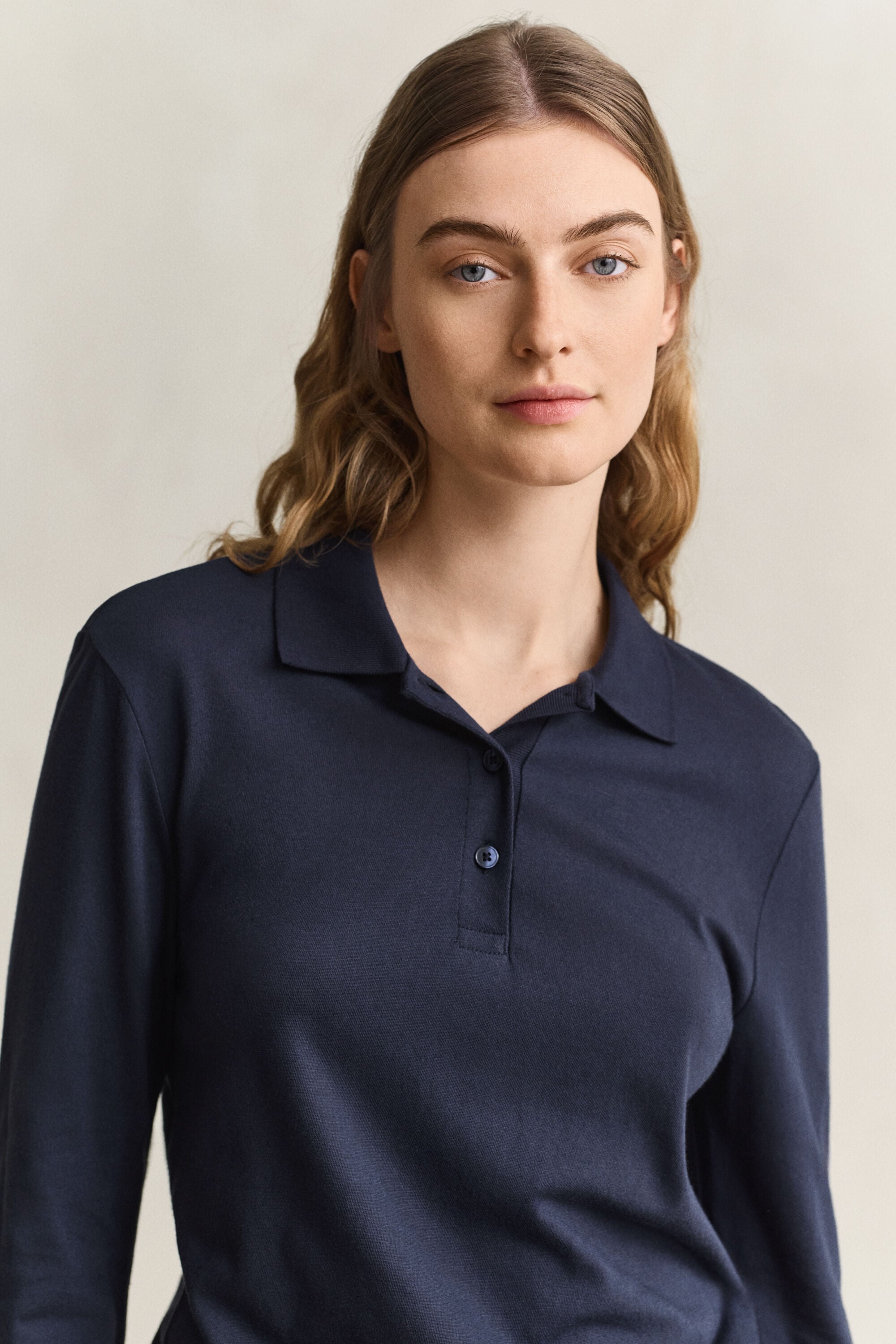 Sømløs langærmet polotop