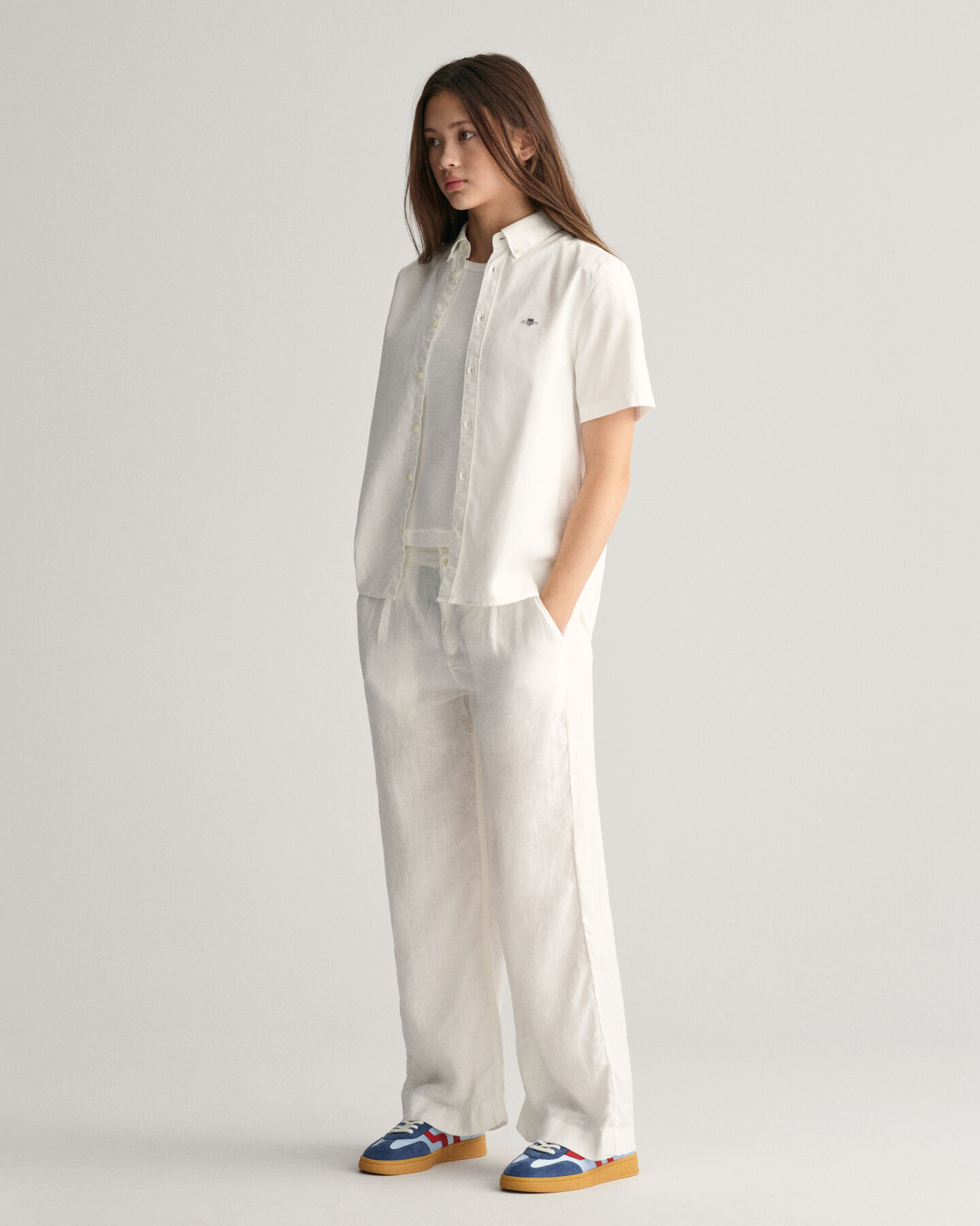 Teens oxford-skjorte med korte &aelig;rmer