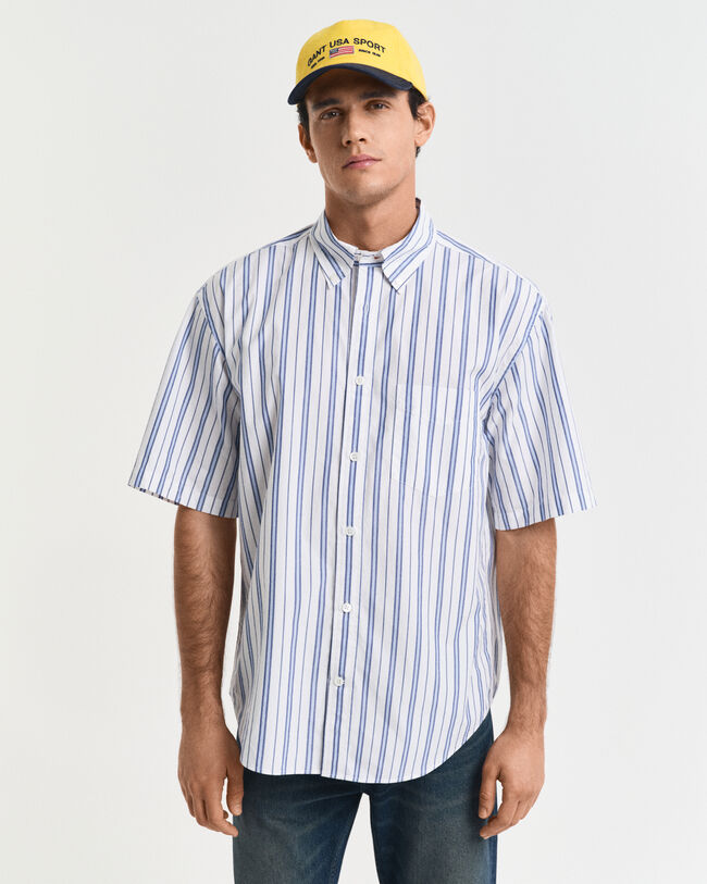 Relaxed fit Heritage poplin skjorte med korte &aelig;rmer