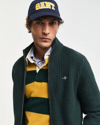 Tekstureret cardigan af bomuld med lynl&aring;s