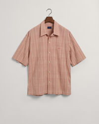 Relaxed fit ternet Seersucker skjorte med korte &aelig;rmer