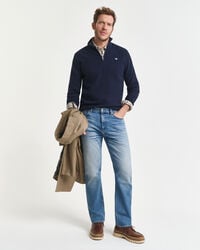 Sweater med mikrotekstur og halv lynlås